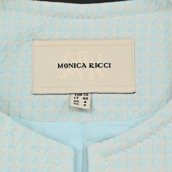 Monica Ricci Womens Textured Blazer Size 4 Light Green Peplum Hem Italy Chic‎ - Picture 7 of 15